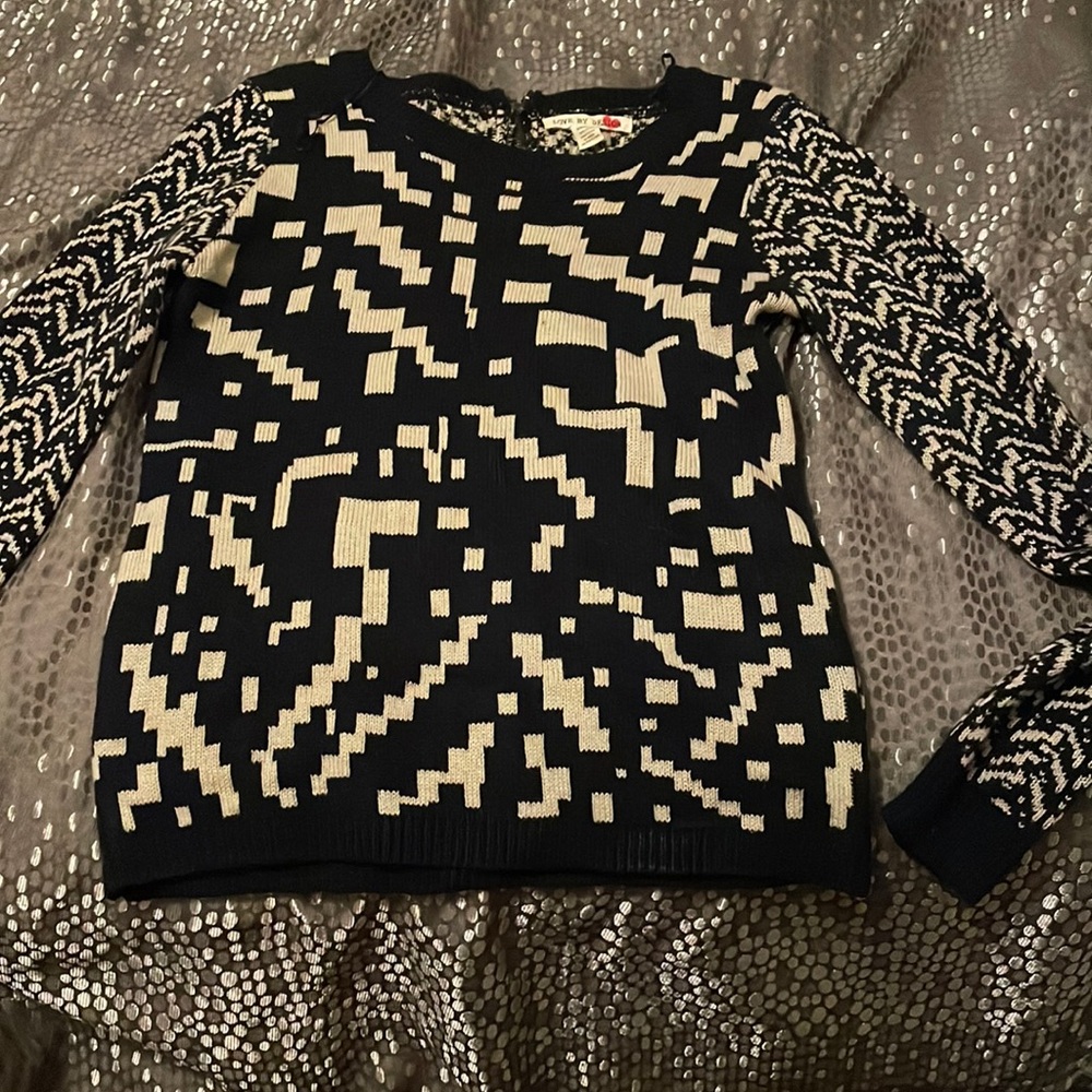 Blue and tan sweater
